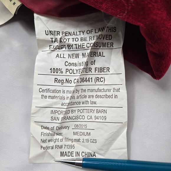 Pair Pottery Barn Christmas Stocking Dark Red Quilted Channel Velvet Medium 2015 - Picture 10 of 13